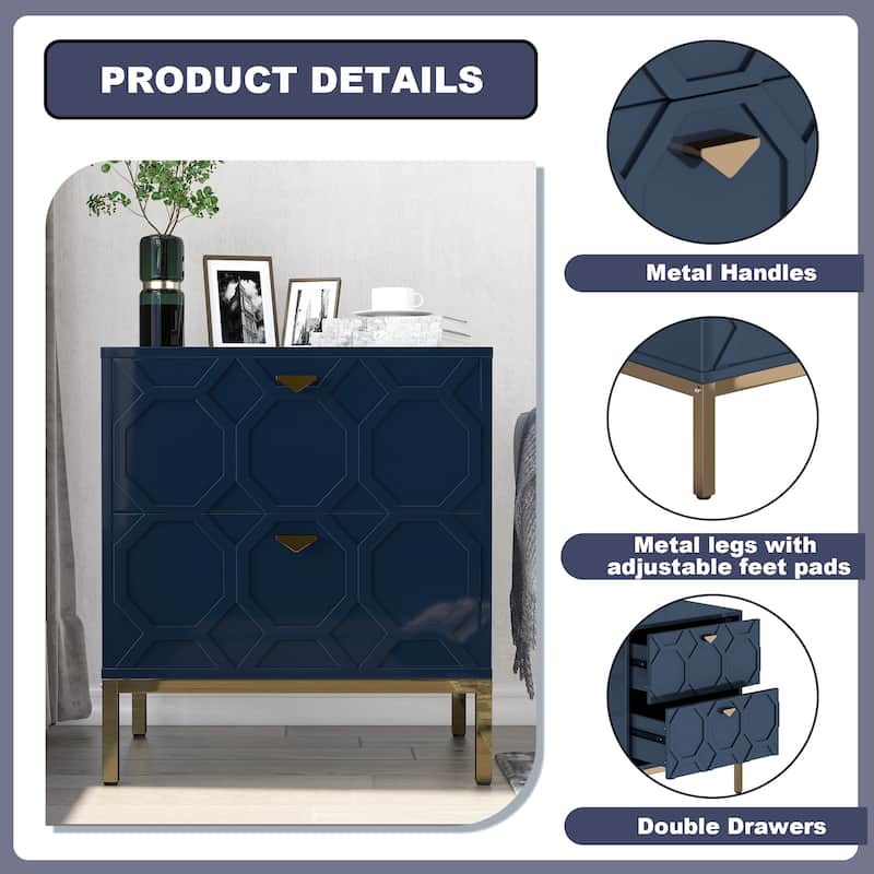 Clihome Wooden 2-Drawer Storage Nightstand