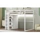 preview thumbnail 7 of 14, White Full Size Wood Loft Bed with Built-in Wardrobe and Storage Shelves, Led light