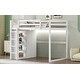 preview thumbnail 7 of 14, White Full Size Wood Loft Bed with Wardrobe and Storage Shelves