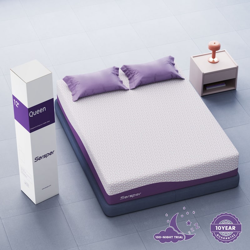 Sersper 10-inch Gel-Infused Memory Foam Mattress,Mideum Firmness,Suitable for Adjustable Bed