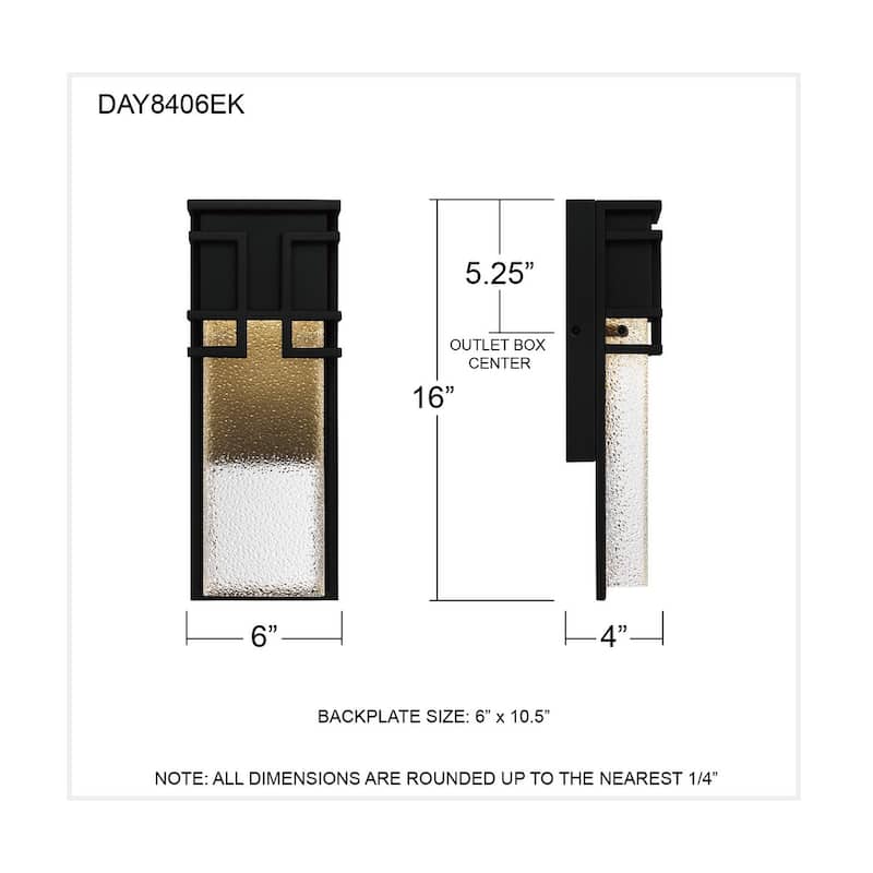 Daymon Integrated LED Earth Black Outdoor Wall Lantern