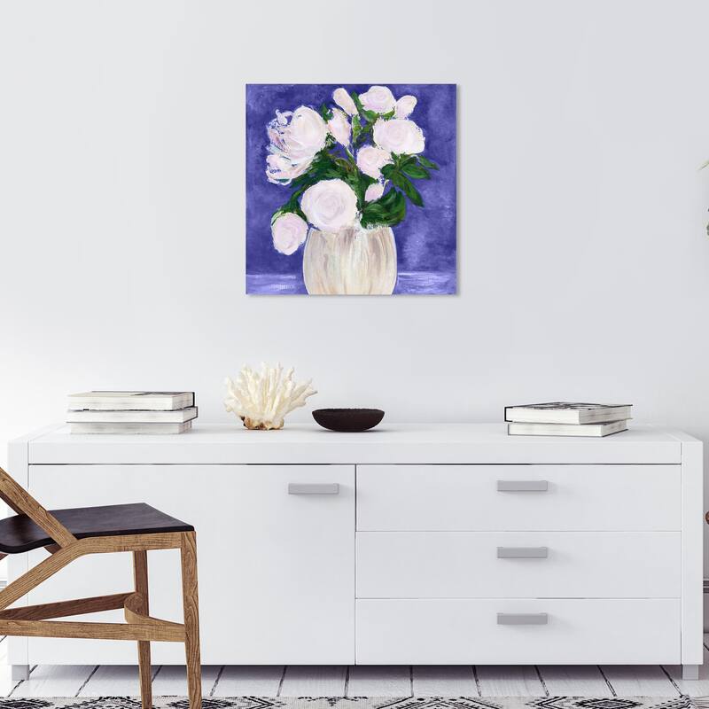 Wynwood Studio Canvas Floral and Botanical Elegant Floral Peri Purple and Light Pink Modern & Contemporary Wall Art Canvas Print - 20 x 20
