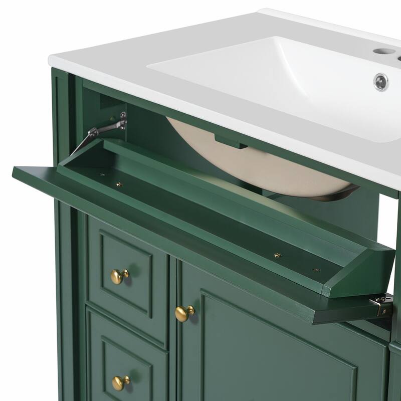 30" Bathroom Vanity Cabinet with Ceramic Sink Basin
