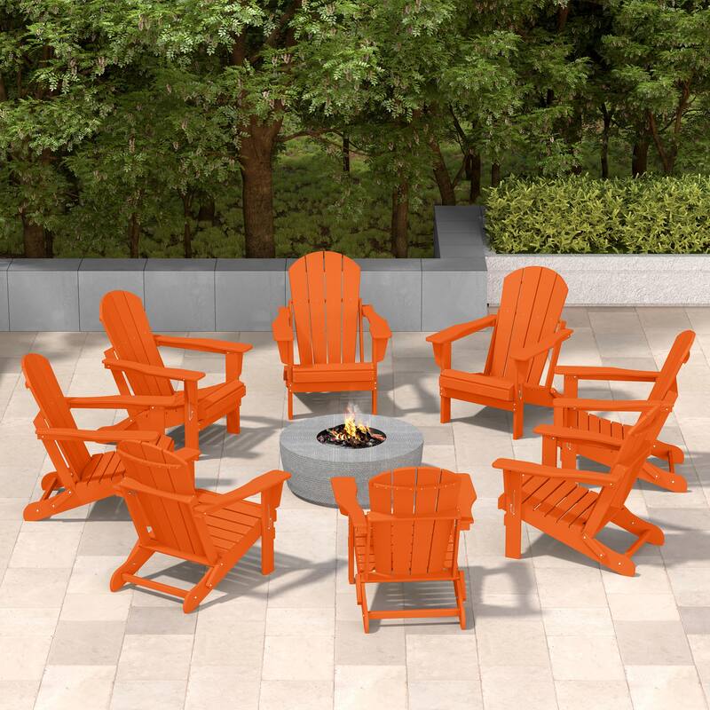 Laguna Hdpe All Weather Outdoor Patio Foldable Adirondack Chairs (Set Of 8)