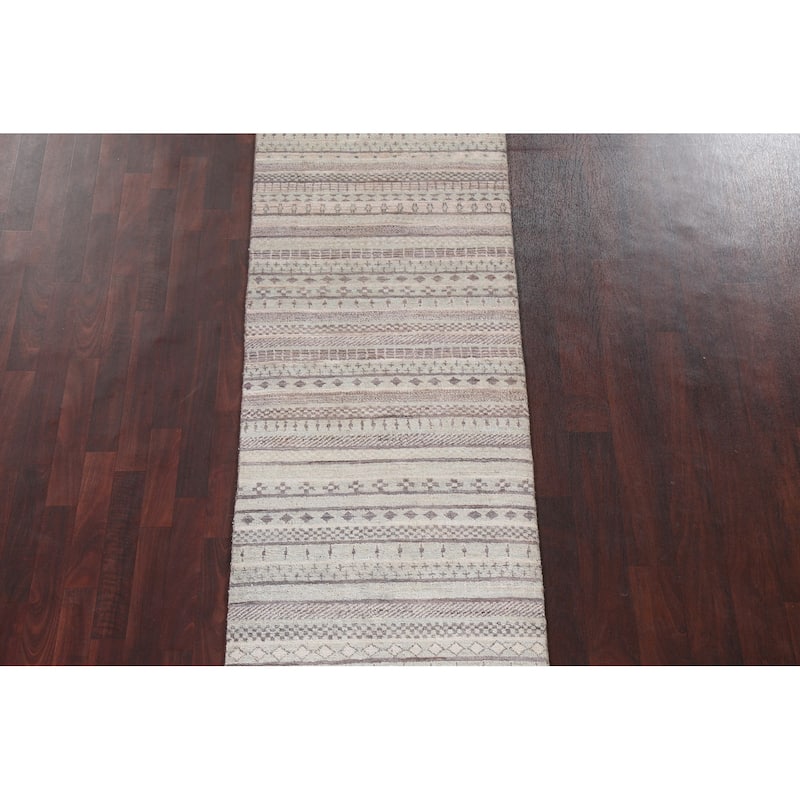 Contemporary Gabbeh Kashkoli Wool Runner Rug Handmade Oriental Carpet - 2'8" x 10'2"