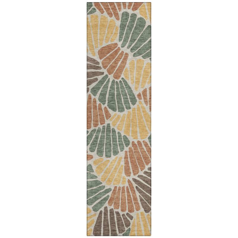 Machine Washable Indoor/ Outdoor Floral Modern Chantille Rug