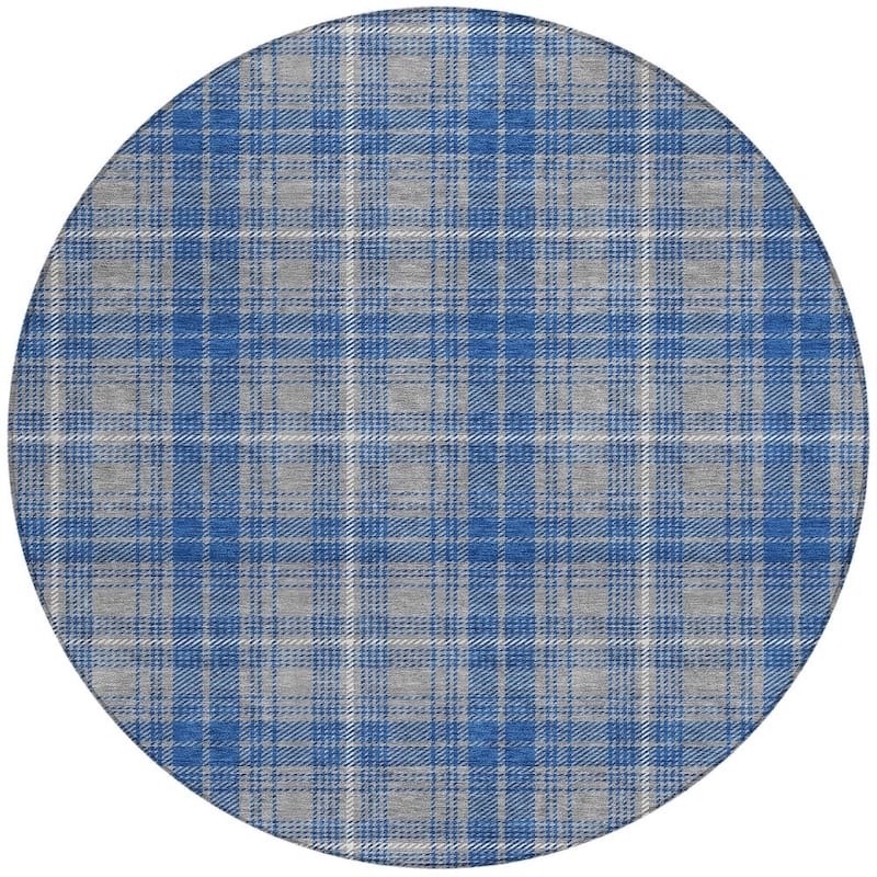HomeRoots Plaid Transitional Rectangle Outdoor Rug