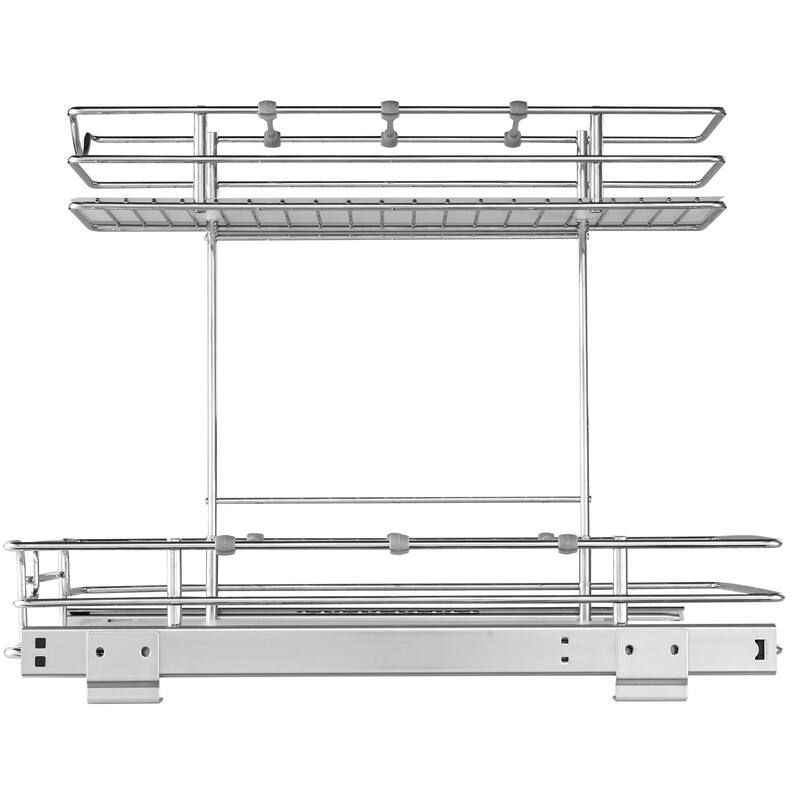 Pull Out Cabinet Organizer for Kitchen or Bathroom and Chrome Steel Shelf