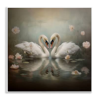 Stupell Romantic Swans in Floral Pond Wall Plaque Art Design By Arlington Prints
