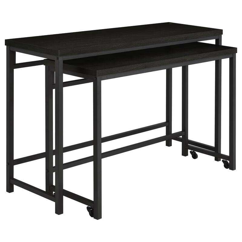 Havel 4pc Dual Counter Table Set with 2 Stools, USB, Black Faux Leather