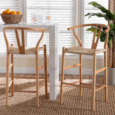 Paxton Modern & Contemporary 2-Piece Wood Bar Stool Set