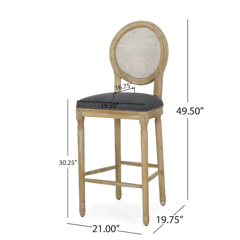 Epworth French Country Upholstered Wooden Barstools (Set of 2) by Christopher Knight Home