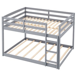 Costway Full Over Full Bunk Bed with Full-length Guardrails &