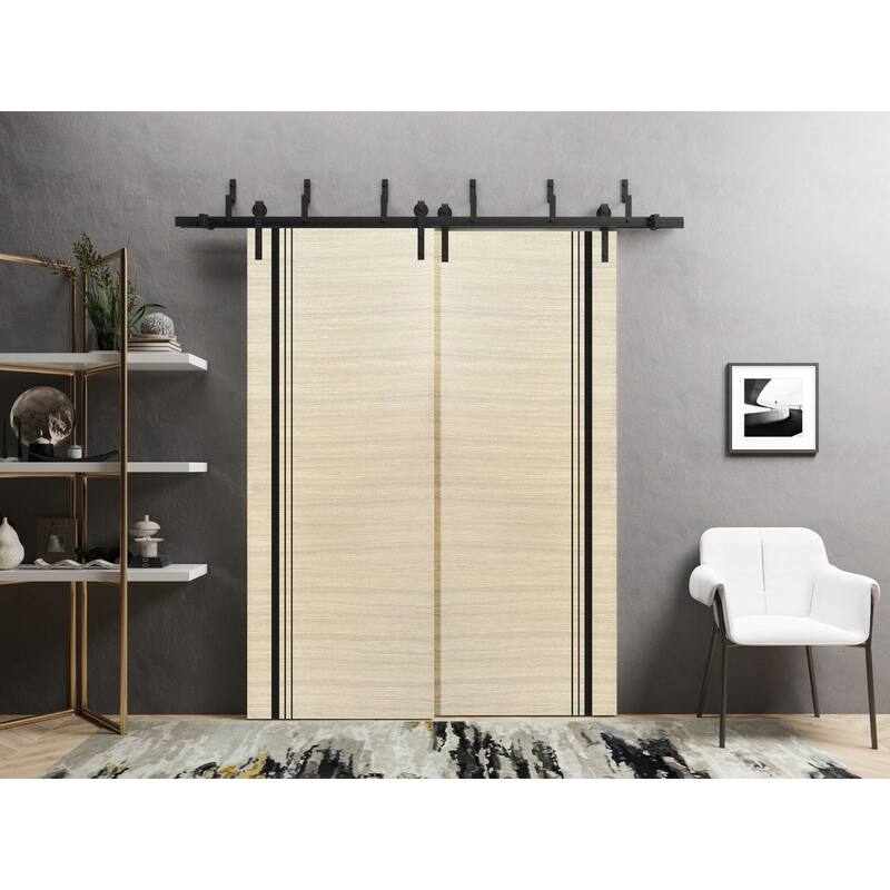 Barn Bypass Doors 36 x 80 Planum 0011 Natural Veneer with Sturdy 6.6ft