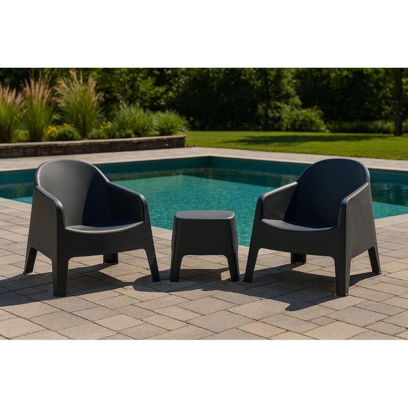 Milane 3-Piece Contract Grade Outdoor Lounge Set with side table - Charcoal