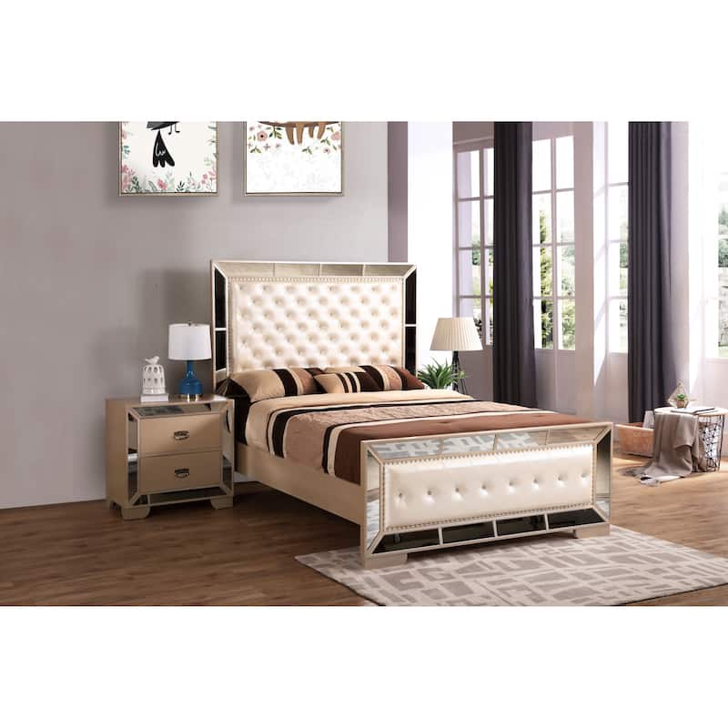 Hollywood Hills Faux Leather Tufted Bed - King