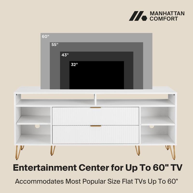 Manhattan Comfort Dumbo Mid-Century Modern TV Stand with 6 Shelves