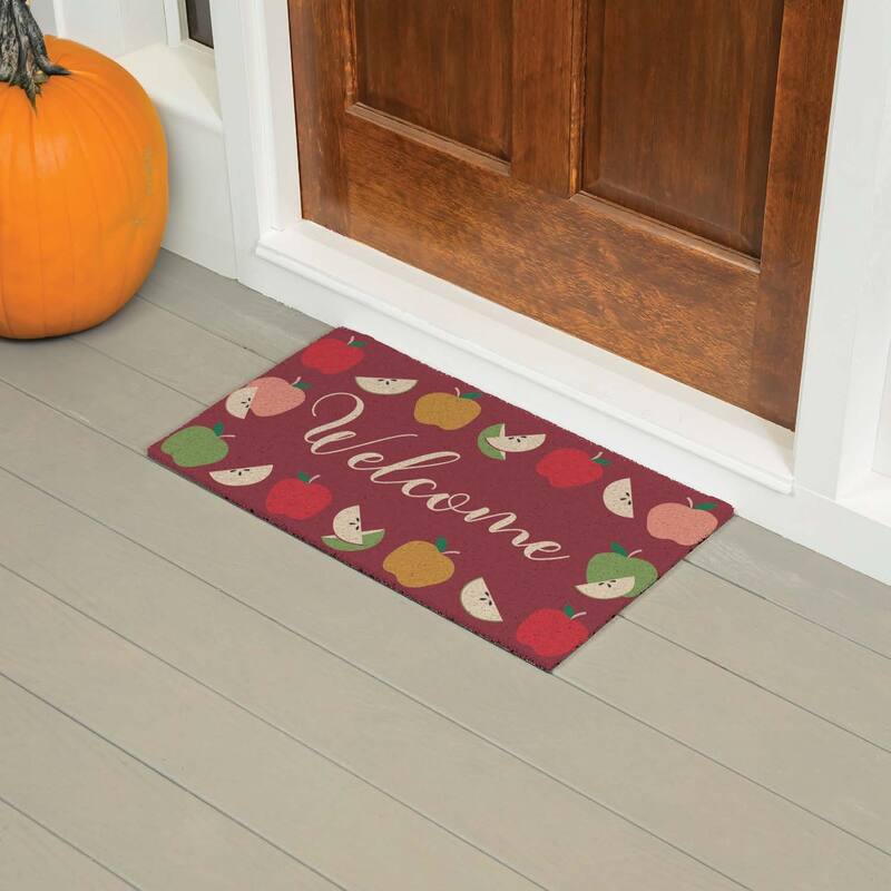 Maroon ad White 18 in. x 30 in. PVC Harvest Welcome Door Mat