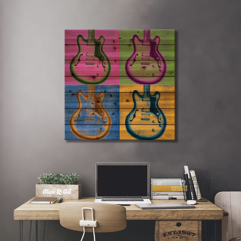Multi-Colored Rock Print On Wood by Tiffany Hakimipour - Multi-Color