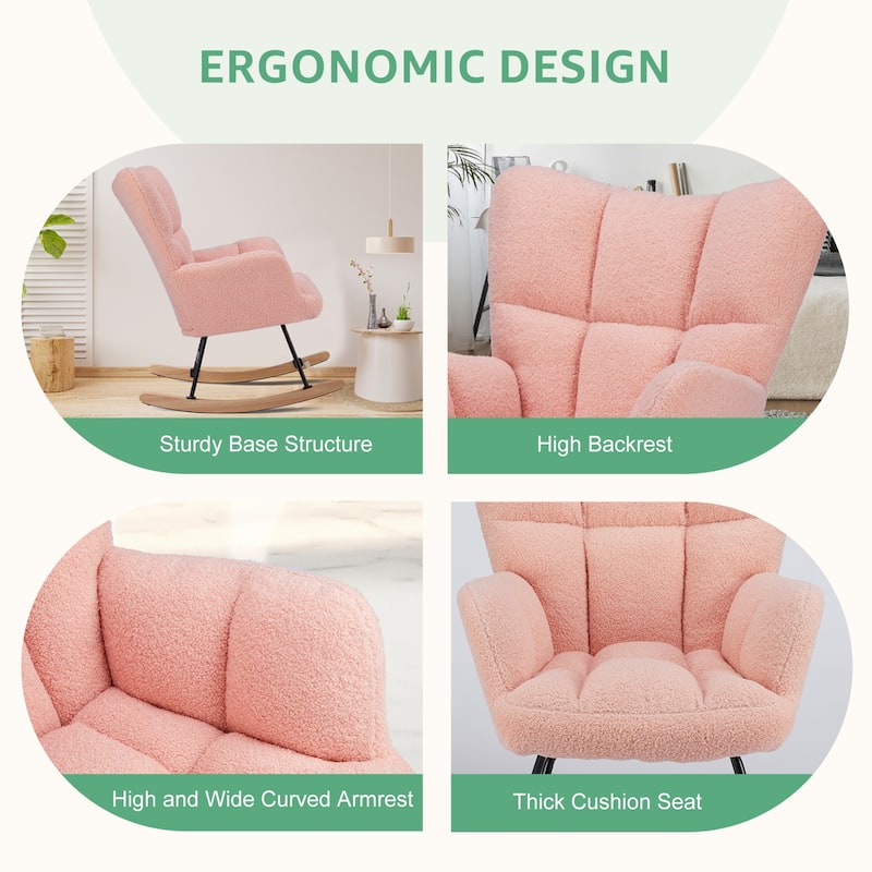 Teddy Upholstered Recliner Chair with High Back & Padded Seat for Nursery, Set of 2
