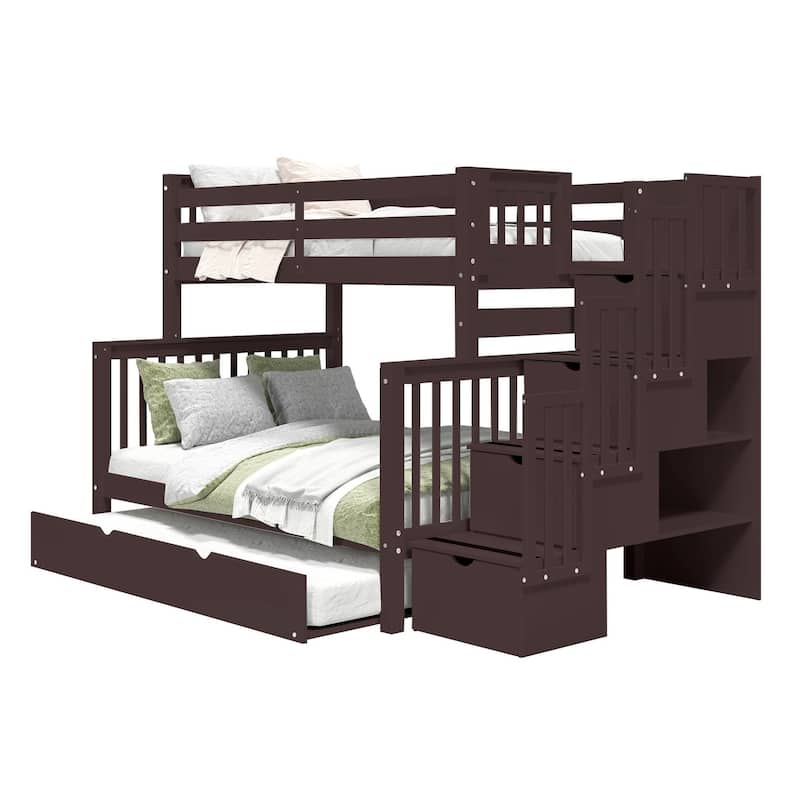 Taylor & Olive Trillium Twin over Full Stairway Bunk Bed, Full Trundle