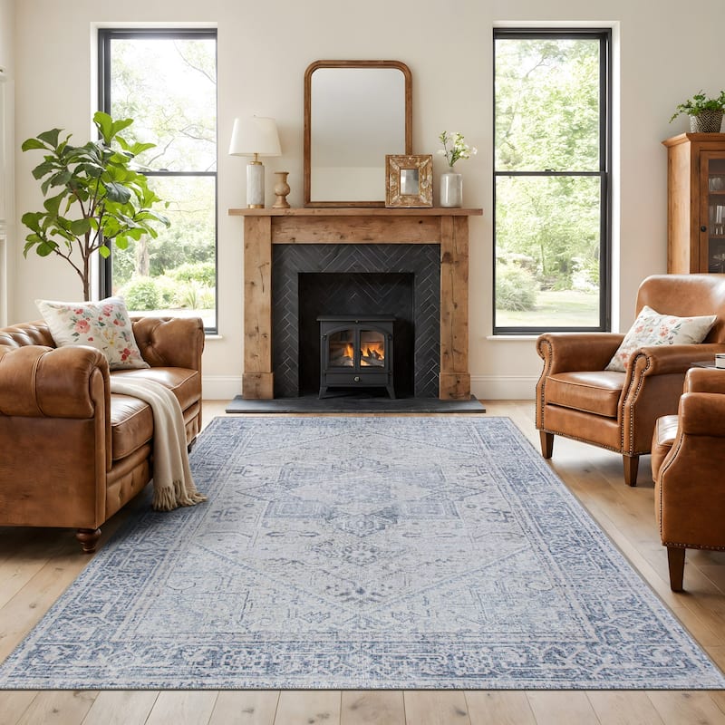 World Rug Gallery Medallion Boho Washable Area Rug - 10' x 14' - Rectangle