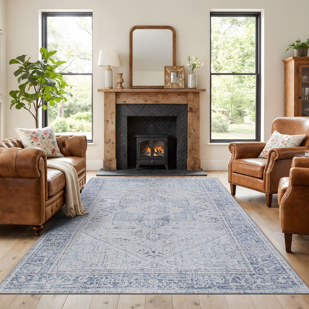 World Rug Gallery Medallion Boho Washable Area Rug