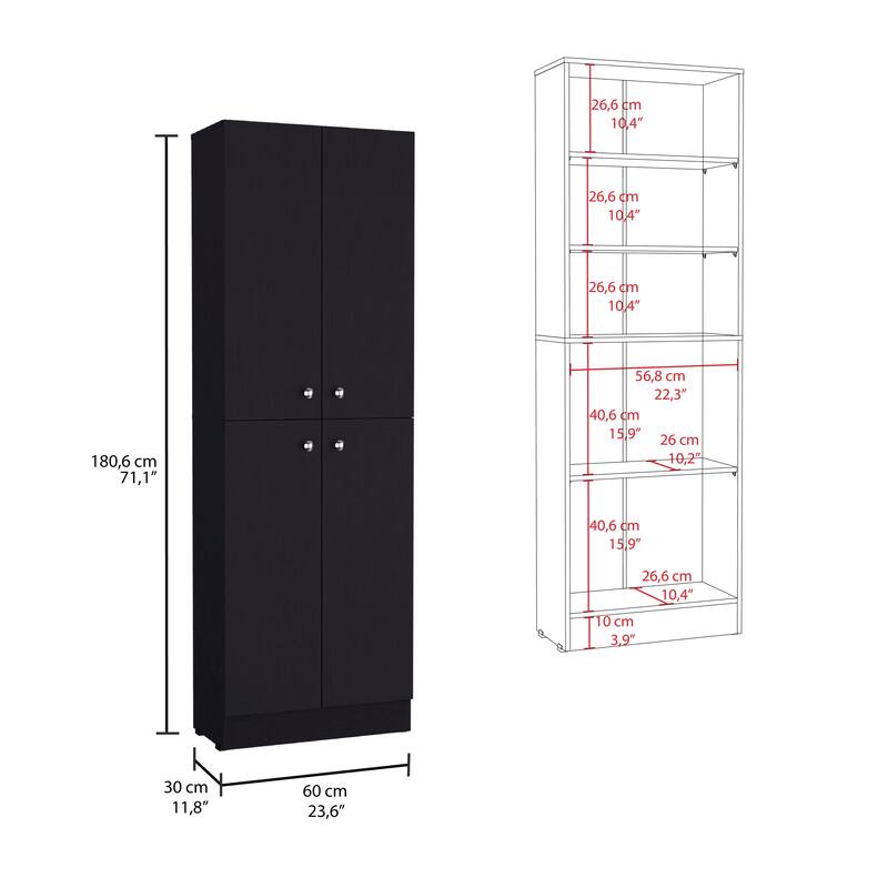 Kitchen Storage Cabinet 71" Height,with 4 Doors,5 Adjustable Shelves,Freestanding Cupboard for Dining Room