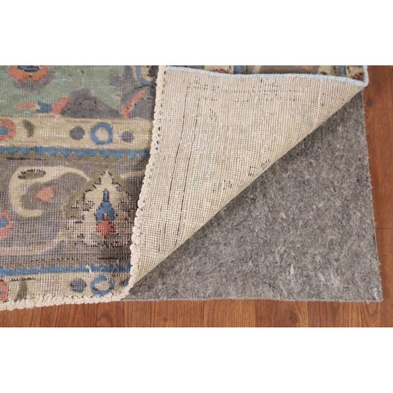 Tabriz Living Room Vintage Rug Handmade Wool Carpet - 6'5"x 9'6"