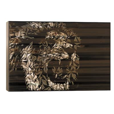 Lion Print On Wood by Cristian Mielu - Multi-Color