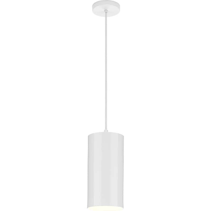 Cylinder Collection 6-Inch 1-Light White Modern Outdoor Pendant Hanging Light - 6 in x 6 in x 12 in