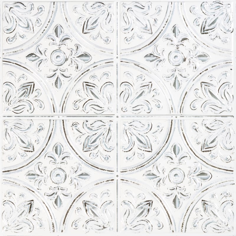 RoomMates White Tin Peel And Stick Tile Backsplash