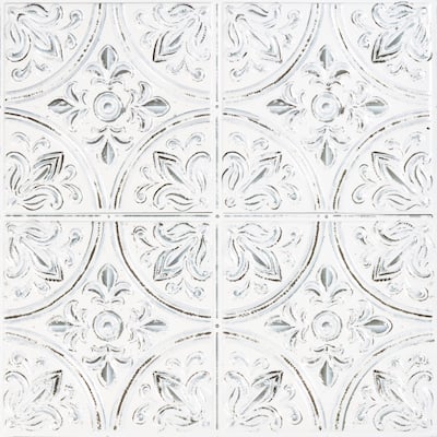RoomMates White Tin Peel And Stick Tile Backsplash