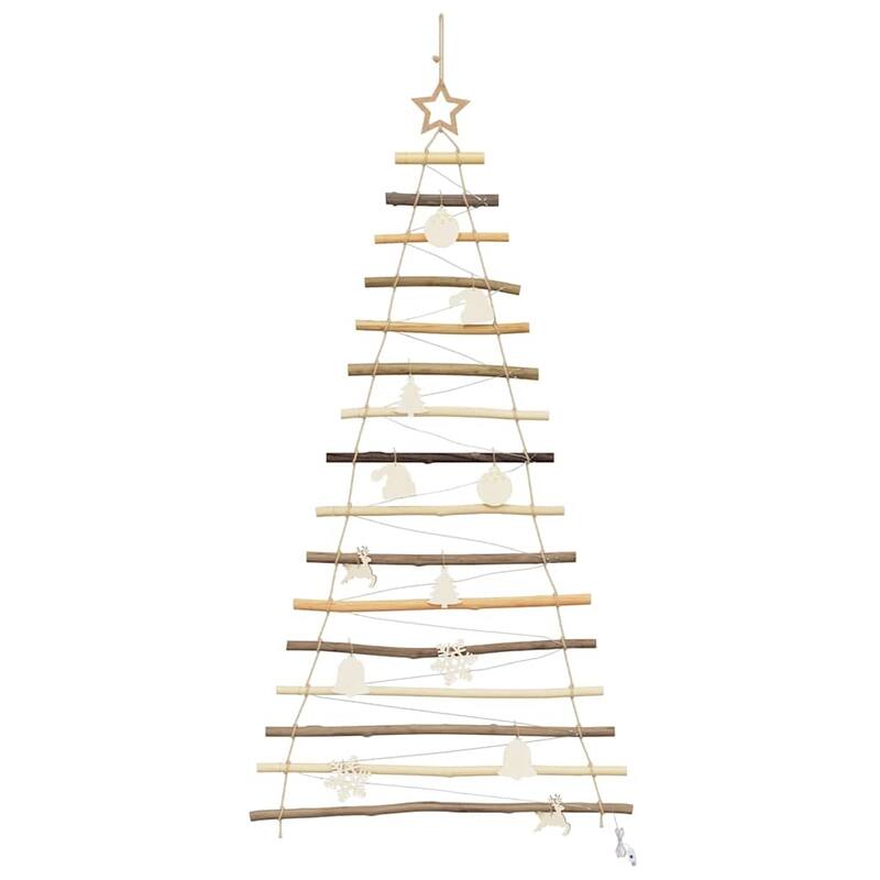 vidaXL Christmas Tree with LEDs Natural Solid Ash wood