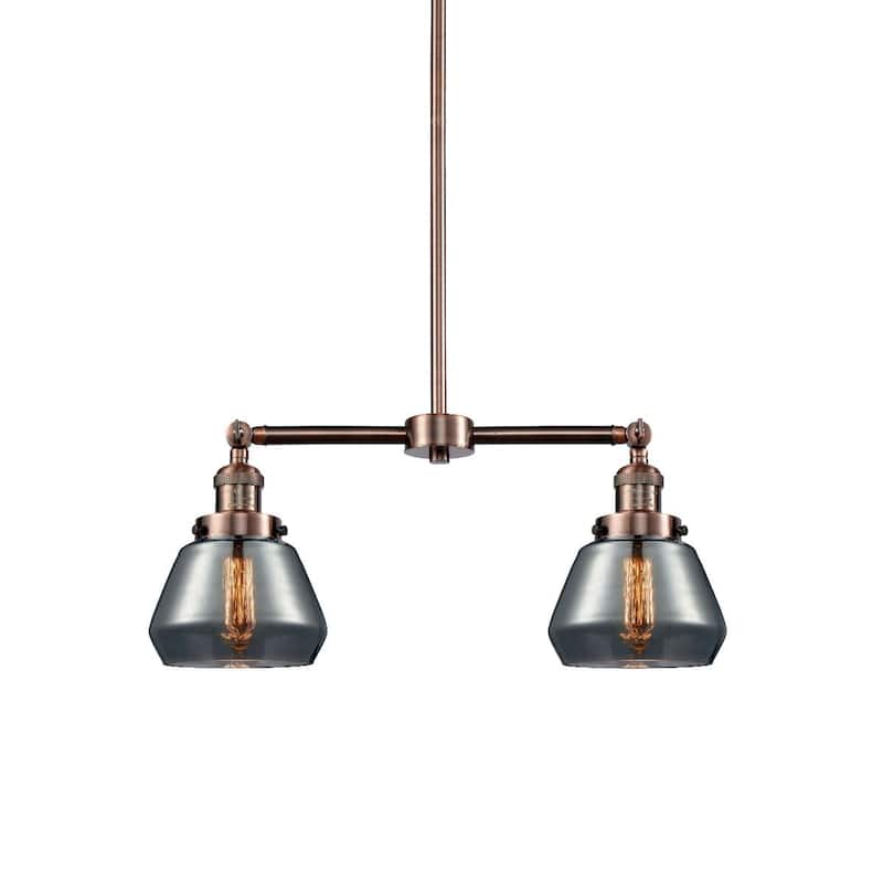 Innovations Lighting Fulton 2 Light 21" Wide Linear Chandelier - Antique Copper / Plated Smoked