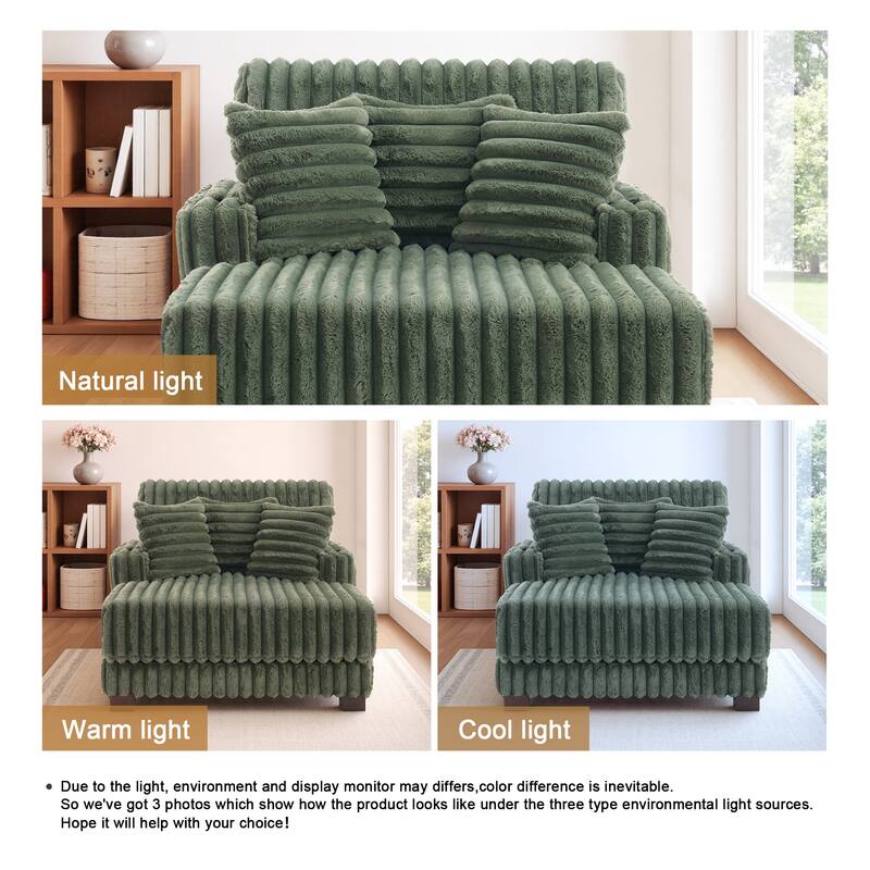 42"W Upholstered Chaise Lounge Sofa Bed with Pillow and Cup Holder