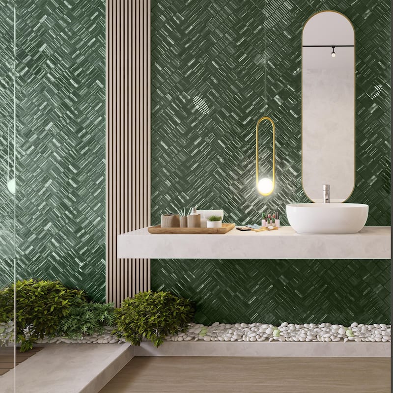 Merola Tile Joliet Prisma Jade 3" x 12" Fluted Ceramic Wall Tile - Case (42 Tiles)