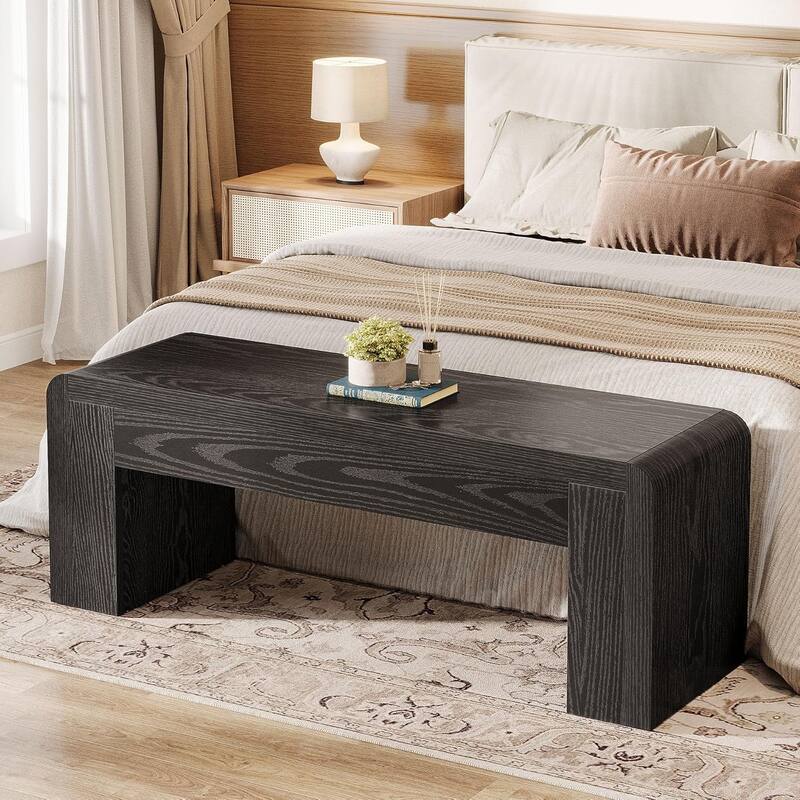 47" Long Rustic End of Bed Dining Entryway Bench with Heavy-Duty 5.9" Frame