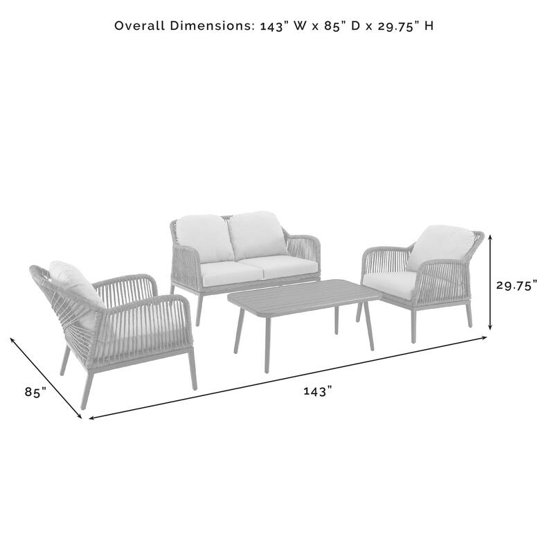 Haven 4-piece Outdoor Wicker Conversation Set - 85"D x 143"W x 29.75"H