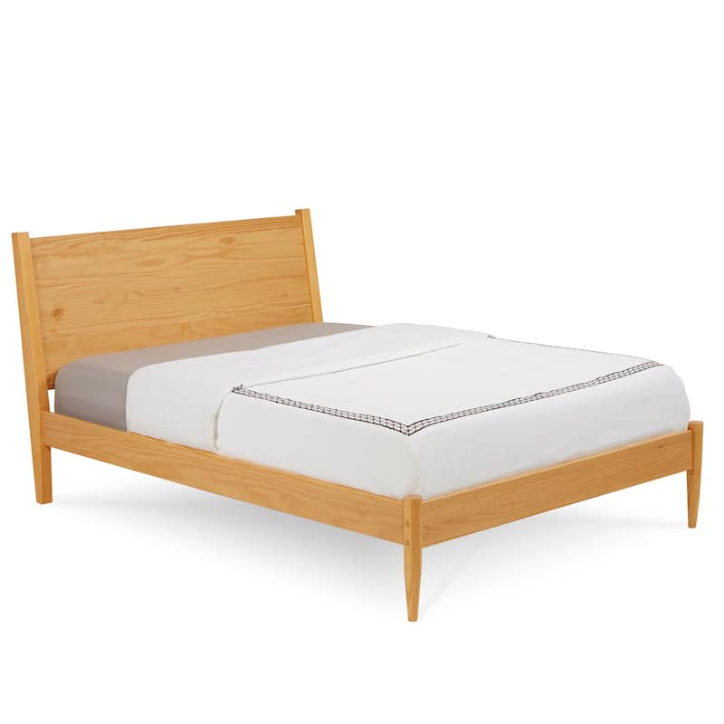 Mid Century Solid Wood Platform Bed Queen Size