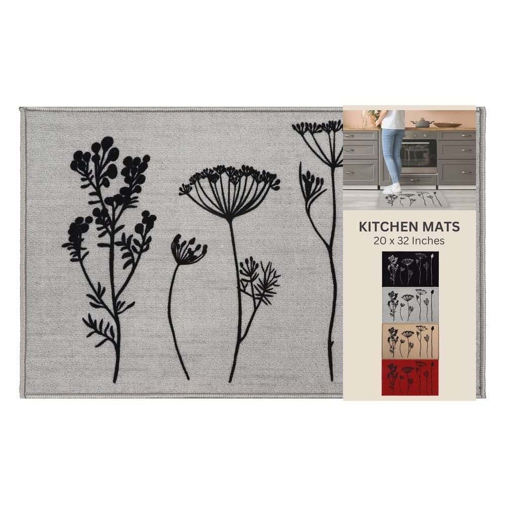 Wool Effect Wildflowers Kitchen Mat or Runner Rug