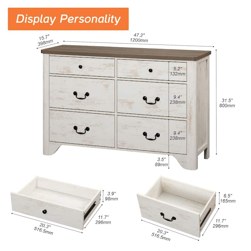 WAMPAT Farmhouse Nightstand with 3 Drawers