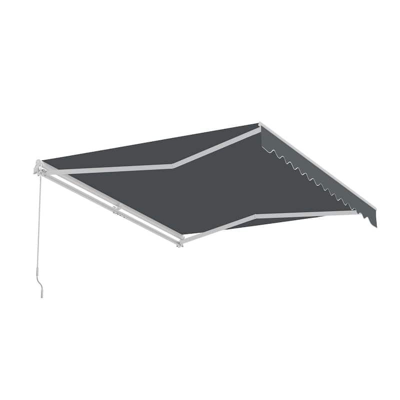 ALEKO Caribbean Manual Retractable Patio Awning - White Frame - Charcoal Gray - 12 x 10 Feet