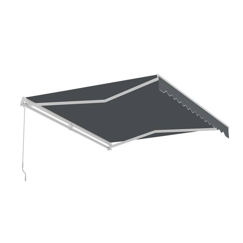 ALEKO Caribbean Motorized Patio Awning - White Frame - Charcoal Gray - 13 x 10 Feet