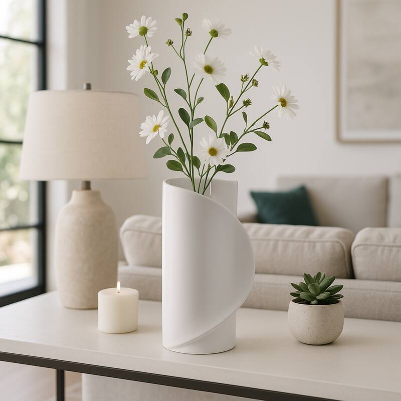 Modern Table Vase with Sculptural Curved Wrap Design