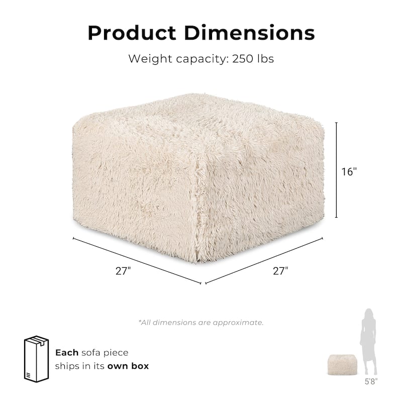 Furniture of America Ylena Modern 5-Piece Faux Fur Foam Modular Compressed Sectional Sofa with Ottoman