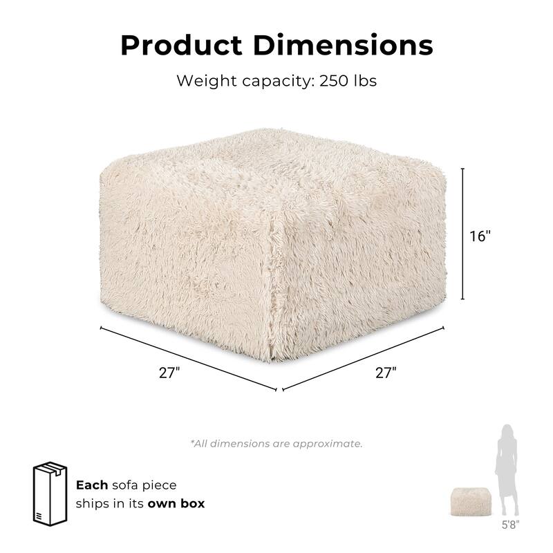 Furniture of America Ylena Modern 7-Piece Faux Fur Foam Modular Compressed Sectional Sofa with Ottoman