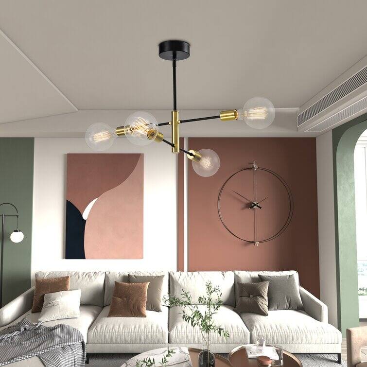 Maxax 4 - Light Modern Linear Chandelier With Wrought Iron Accents