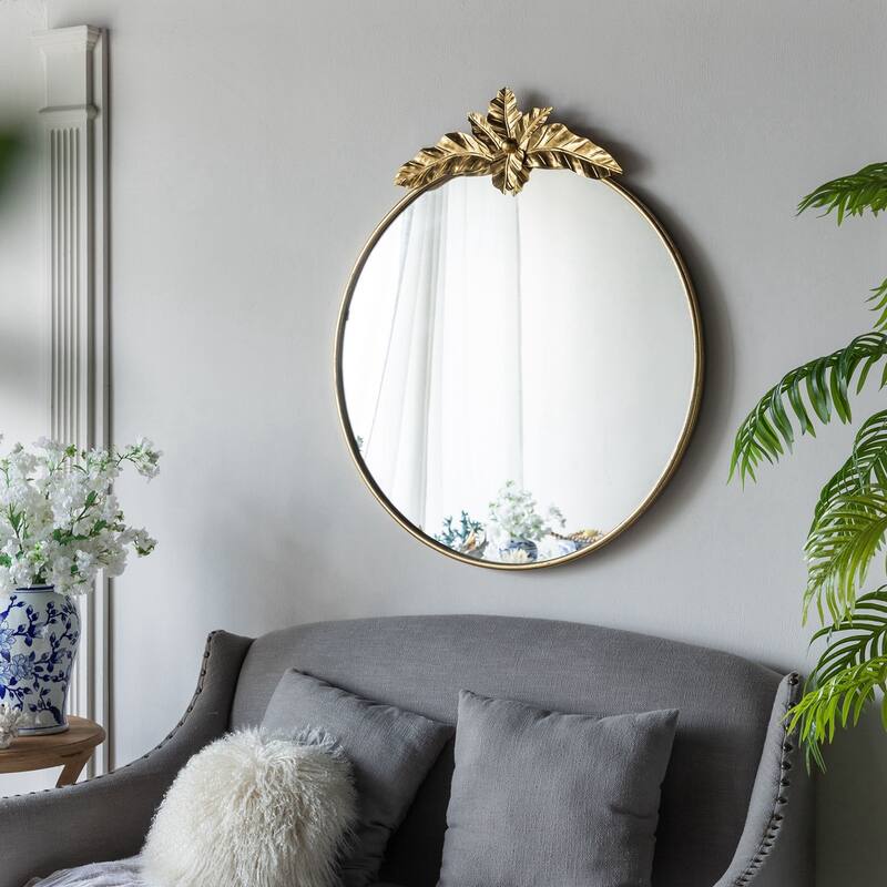 36" x 41" Large Round Wall Mirror with Gold Metal Frame