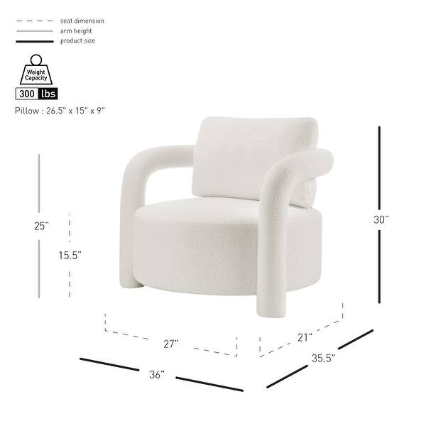dimension image slide 3 of 4, NPD Furniture Maisie Faux Shearling Accent Arm Chair